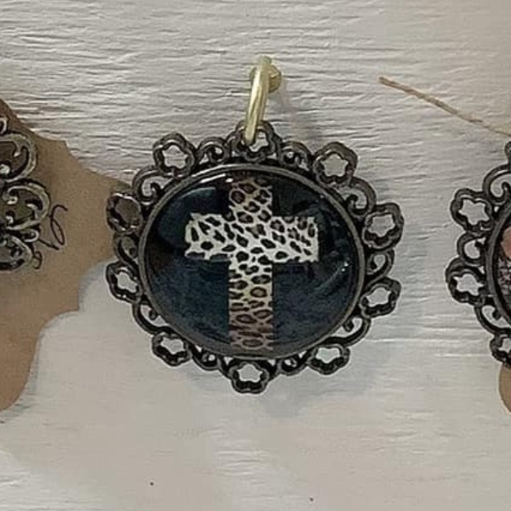 cheetah cross pendant